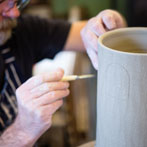 Paul Young making a dovecote in his workshop 2016